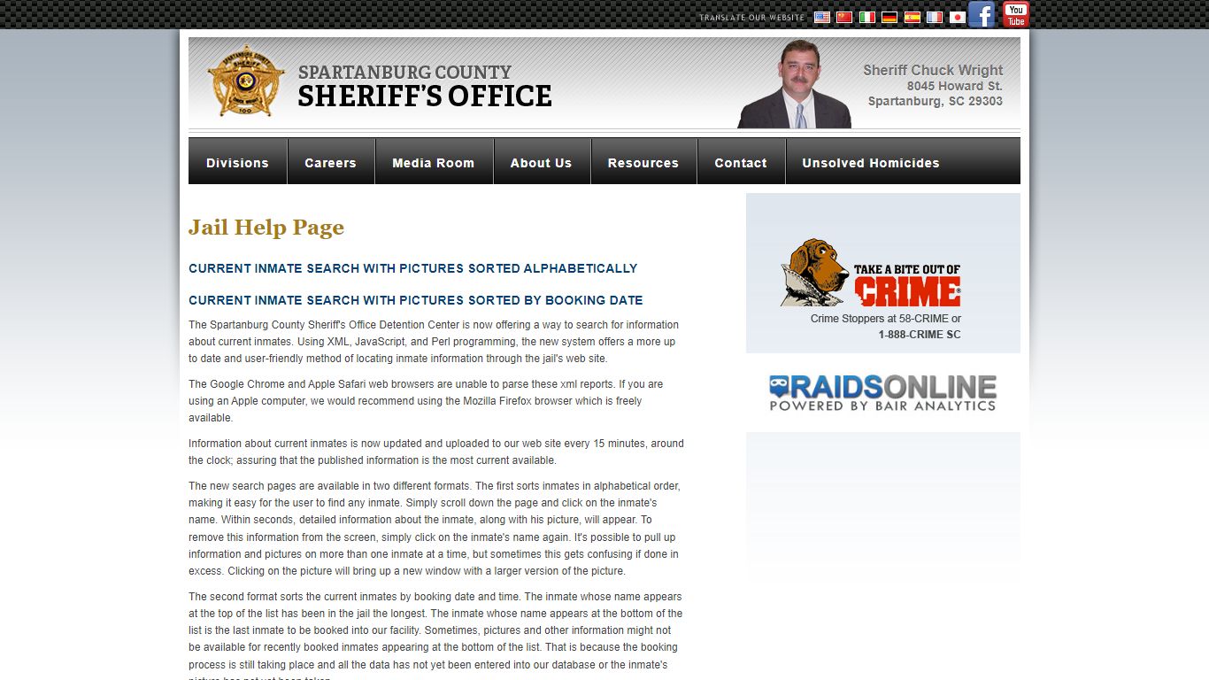 Jail Help Page : Spartanburg Sheriff - Spartanburg County Sheriff's Office